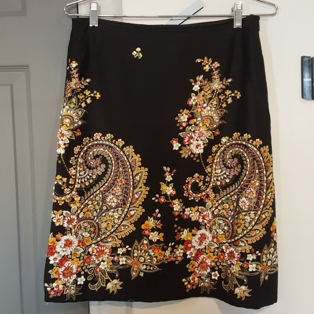 Ariella black cotton skirt with exquisite beading