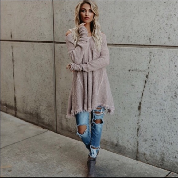 Last 1❣️ Mauve Cold Shoulder Sweater - Picture 3 of 7