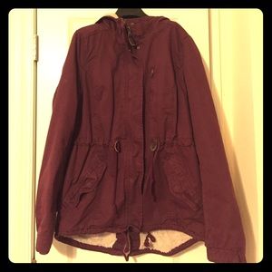 Utility jacket with fleece lining