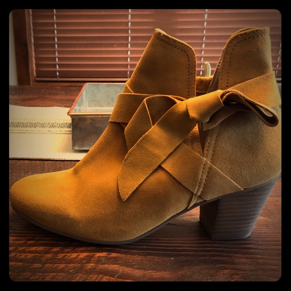 mustard yellow womens booties