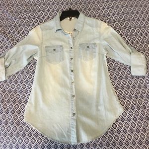 Light wash denim button up shirt