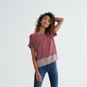 Madewell Silk Premiere Bow-Back Tee, Ascot Tile