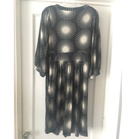 TIBI Silk Black/Ivory Print V-Neck Dress - Picture 2 of 7