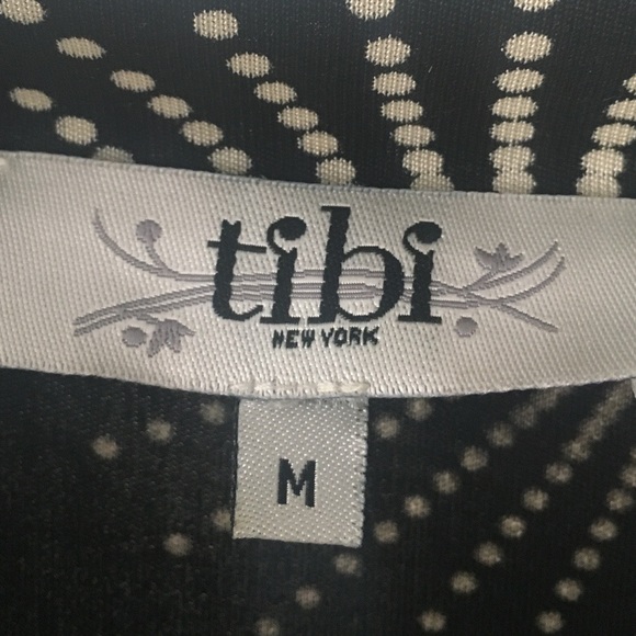 TIBI Silk Black/Ivory Print V-Neck Dress - Picture 3 of 7