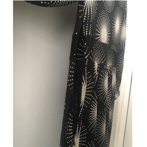 TIBI Silk Black/Ivory Print V-Neck Dress - Picture 4 of 7