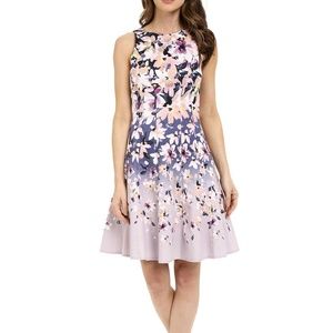Maggy London Purple Floral Fit and Flare Dress