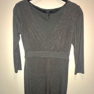 Silver/Grey V-Neck Party Dress