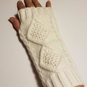 Lace and Lemons Fingerless Ivory Sweater Gloves