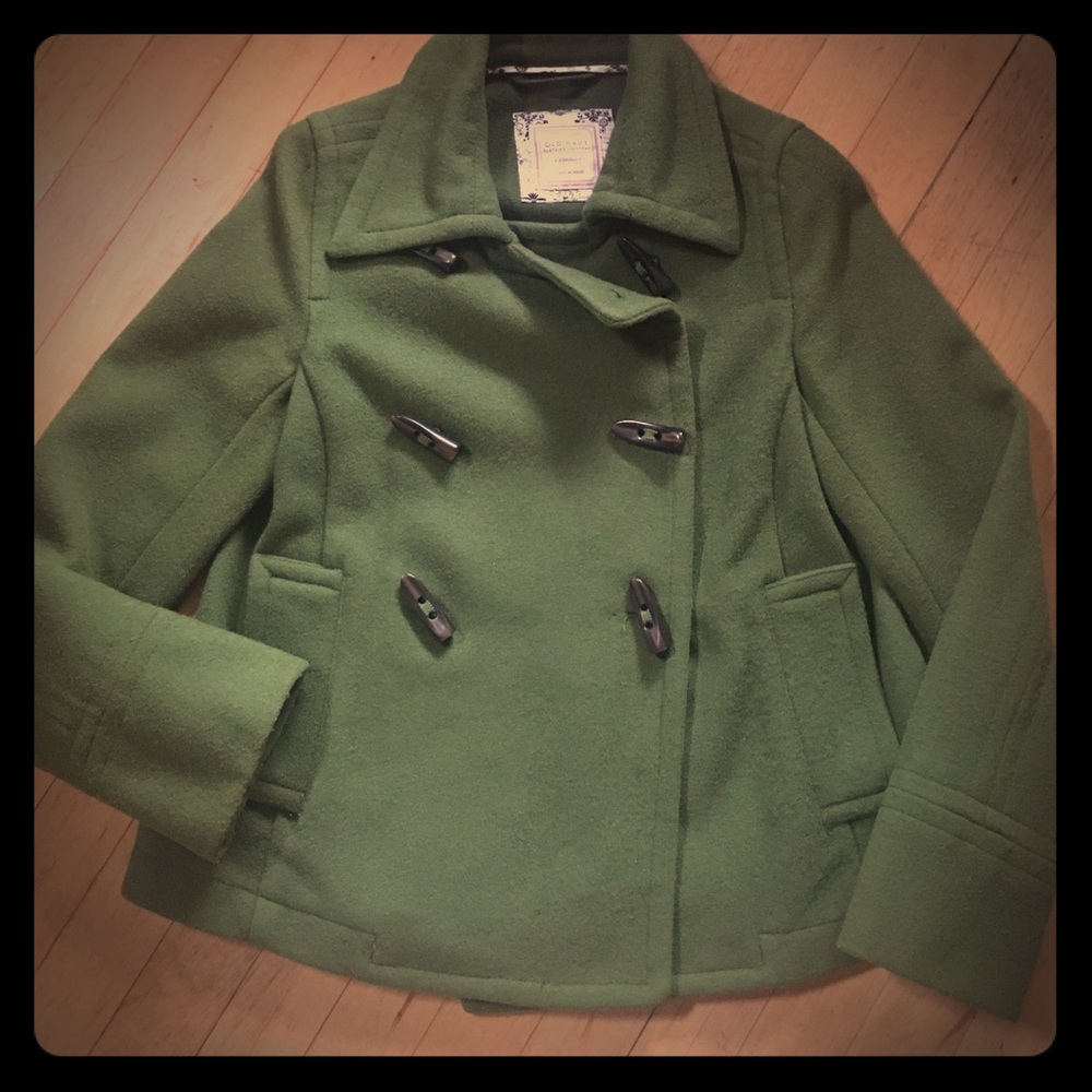 Old Navy Olive Wool Pea Coat XS