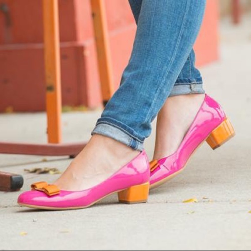 Salvatore Ferragamo Vara Pink and Orange