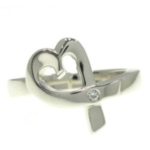 ✨SaleTiffany&Co. Sterling Silver Diamond HeartRing