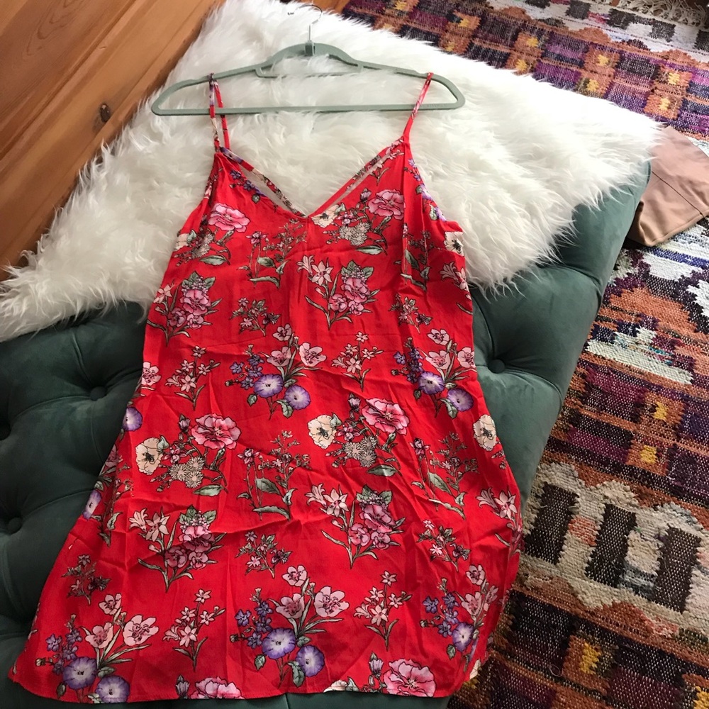 Red floral sun dress
