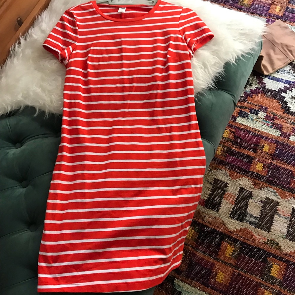 Red stripped T-shirt dress
