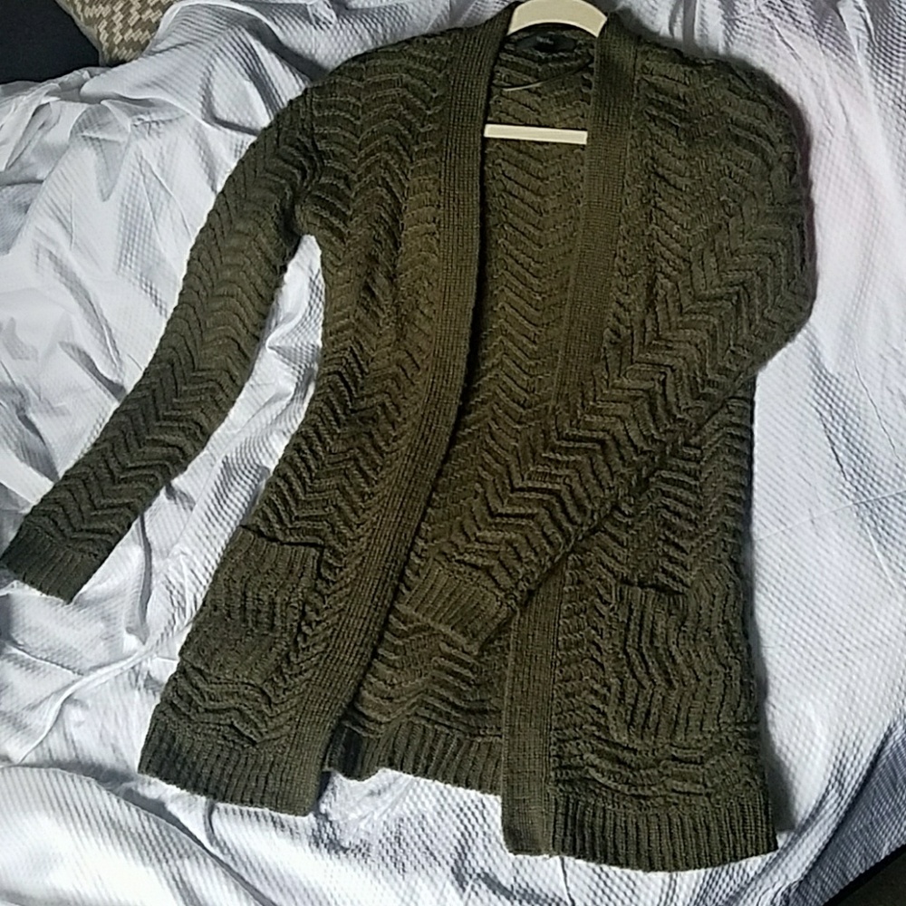 Olive Green Knit Cardigan