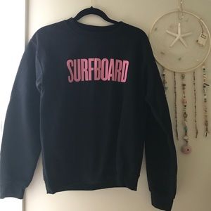 Black and Pink "Surfboard" Crew Neck Sweatshirt