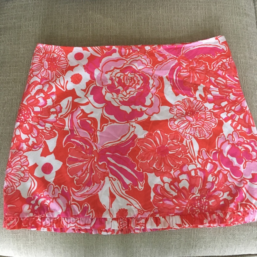 Lilly Pulitzer Pink Cotton Floral Print Mini Skirt