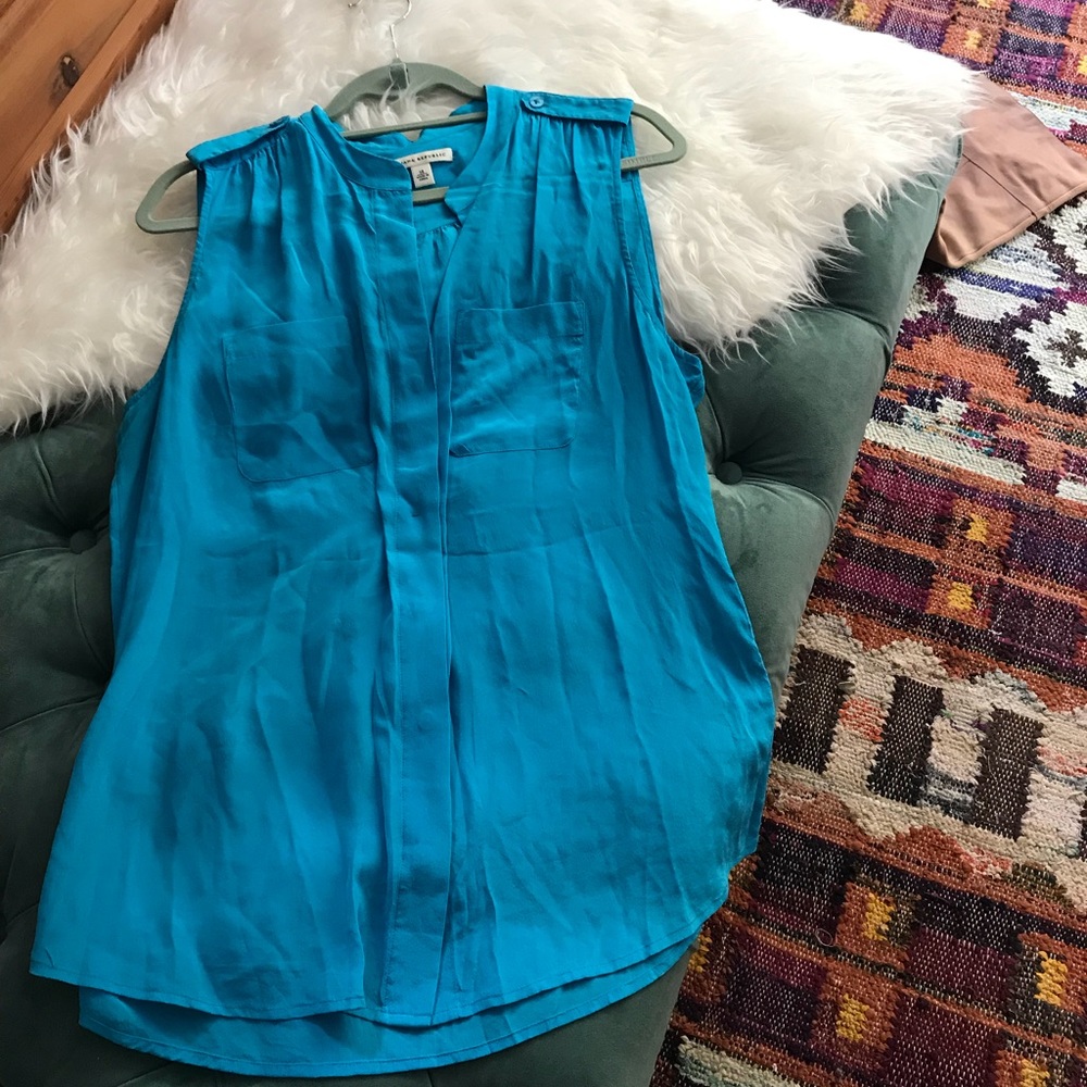 Blue silk blouse