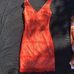 Bebe red/orange fitted dress