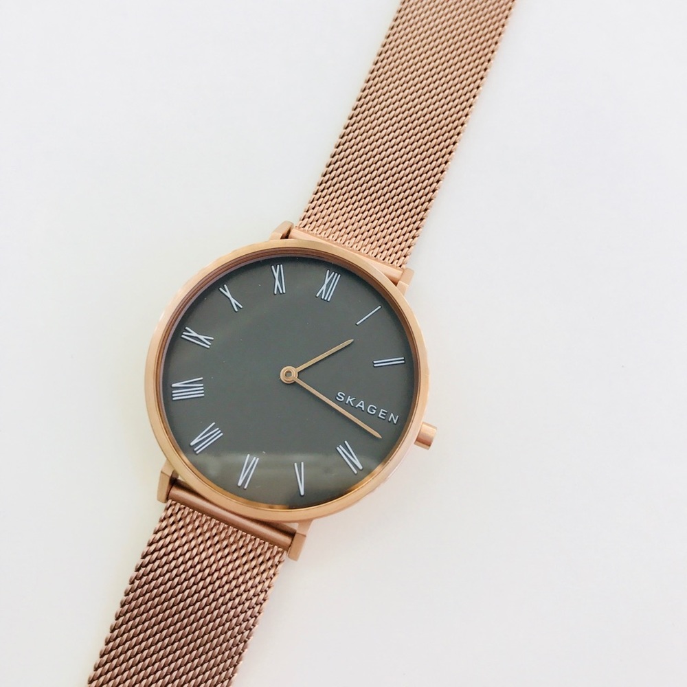 SKAGEN Slim Hald Rose Gold Tone Steel Mesh Watch