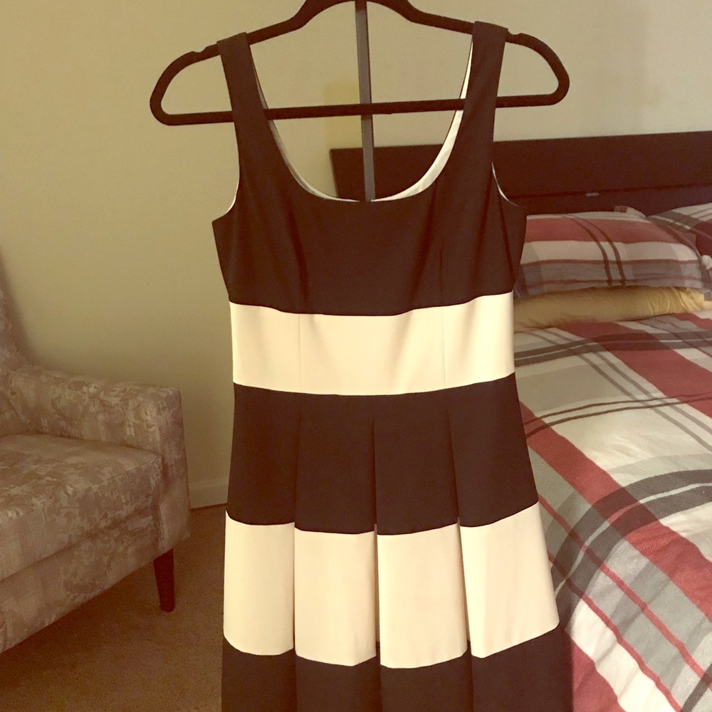 Banana Republic B/W Stripe Fit n Flare Dress Sz 2