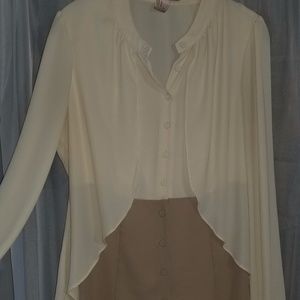 Forever21 Tan and Cream Blouse