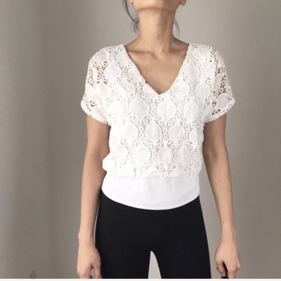 Amber crocheted lace white top. - Picture 2 of 3