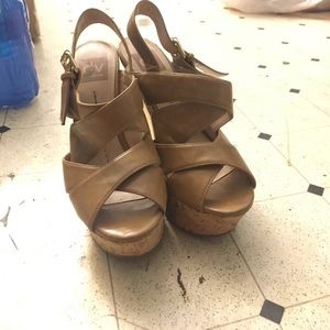 Brown & Gold Wedges/Platforms