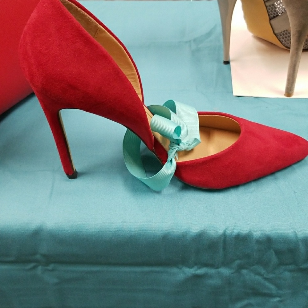Red suede heels