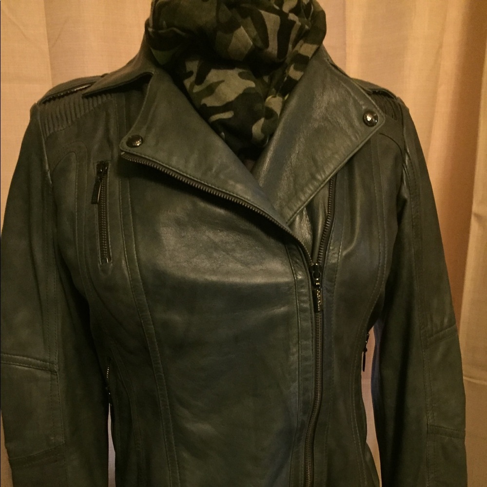 Thrifted Bernardo leather moto jacket