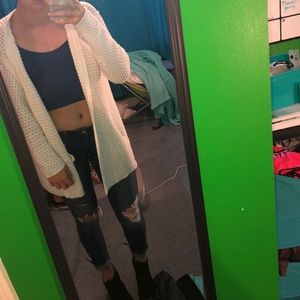 White knitted cartigan