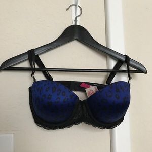 Victoria’s Secret PINK blue leopard pushup bra 34C