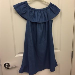 Off shoulder chambray dress