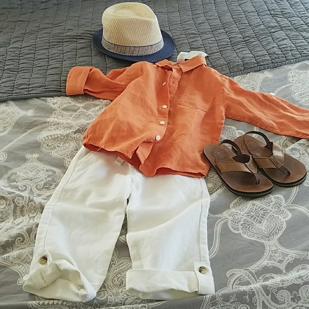 Linen button down shirt and pants