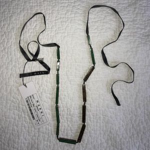 Marni Brown/Green Resin and Ribbon Necklace