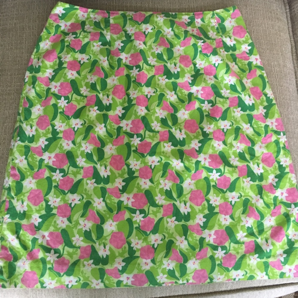 Lilly Pulitzer Skirt Green Pink White Flowers