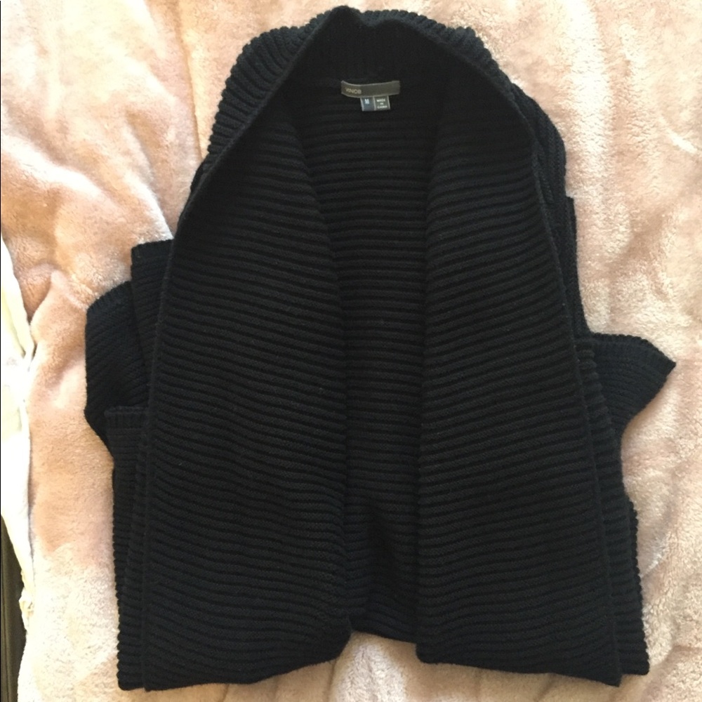 Vince. Ribbed Knit Open Front Cardigan