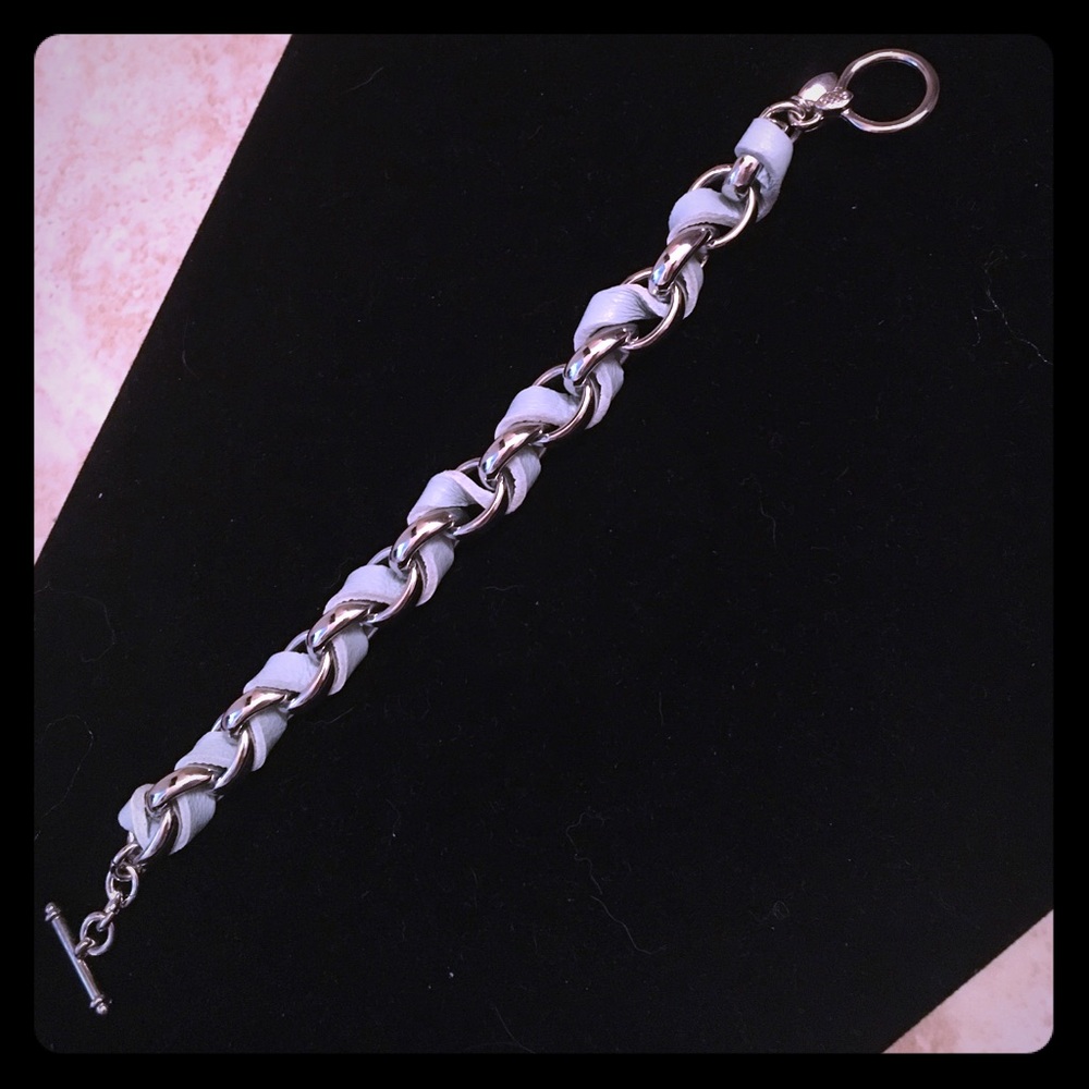 Lulu Avenue Silver and blue leather bracelet