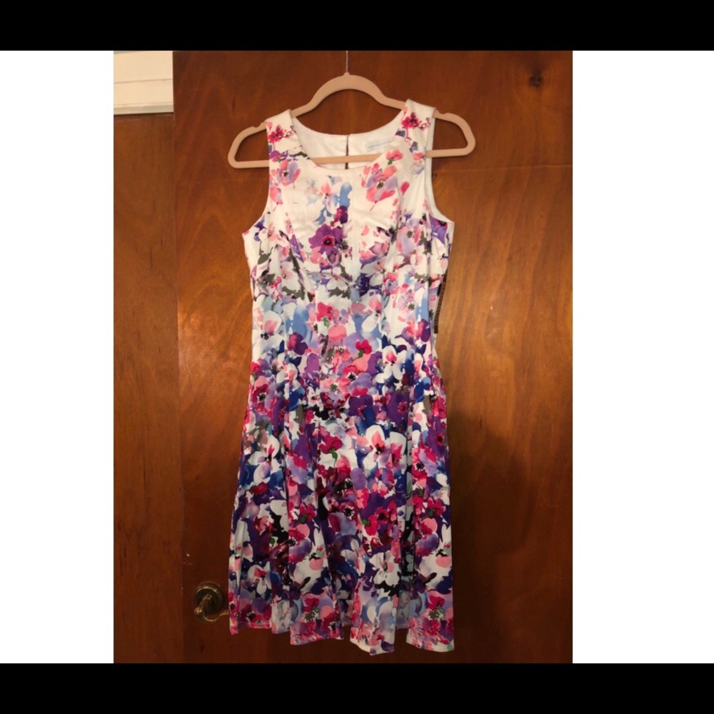 NWT Flirty Fun White Watercolor Floral Dress 6