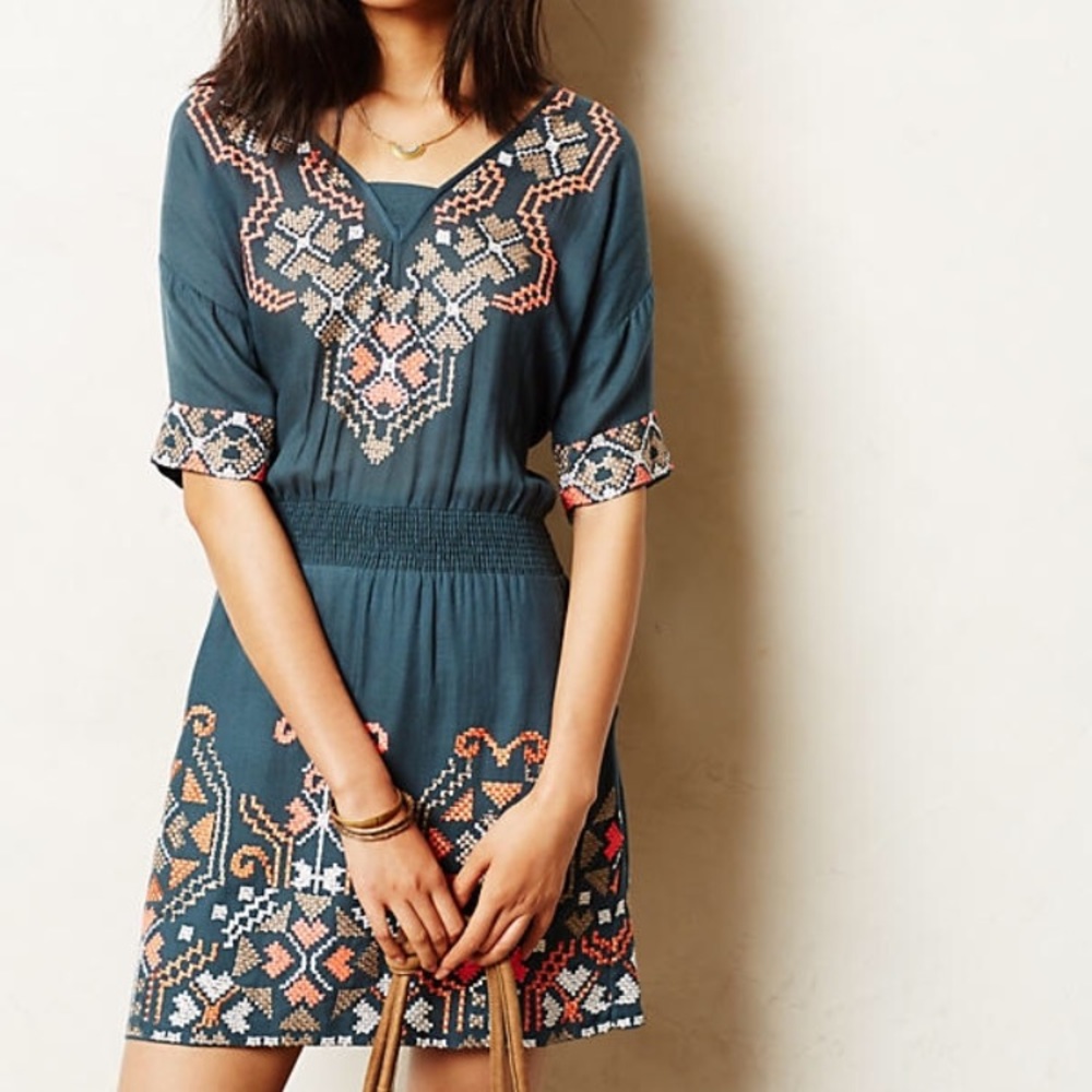 Yoana Baraschi Rhona Stitched Peasant Dress