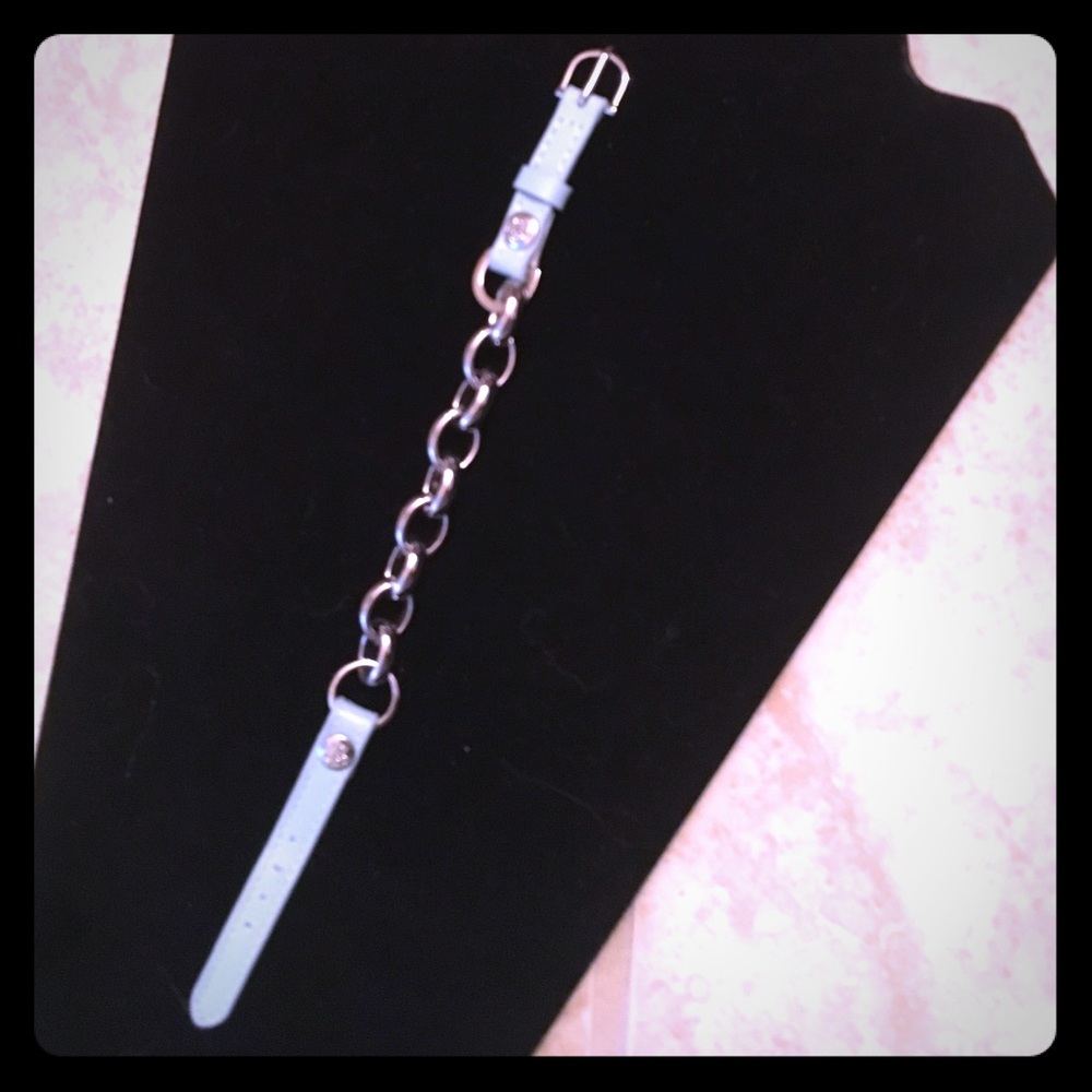 Lulu Avenue Silver and blue leather bracelet