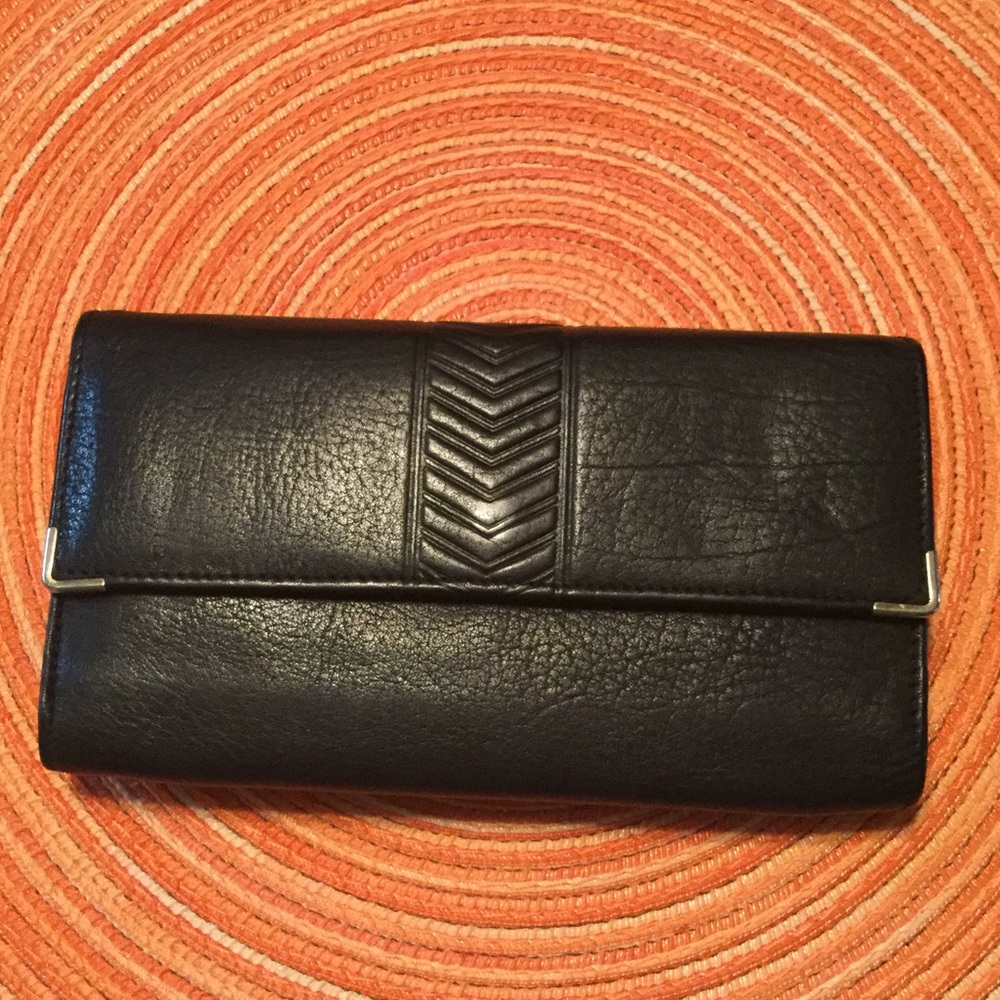 Black leather checkbook wallet