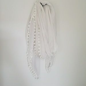 White pom pom scarf