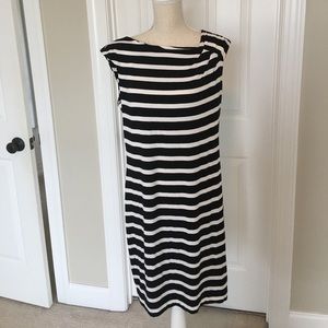Black and white stripe cotton dress