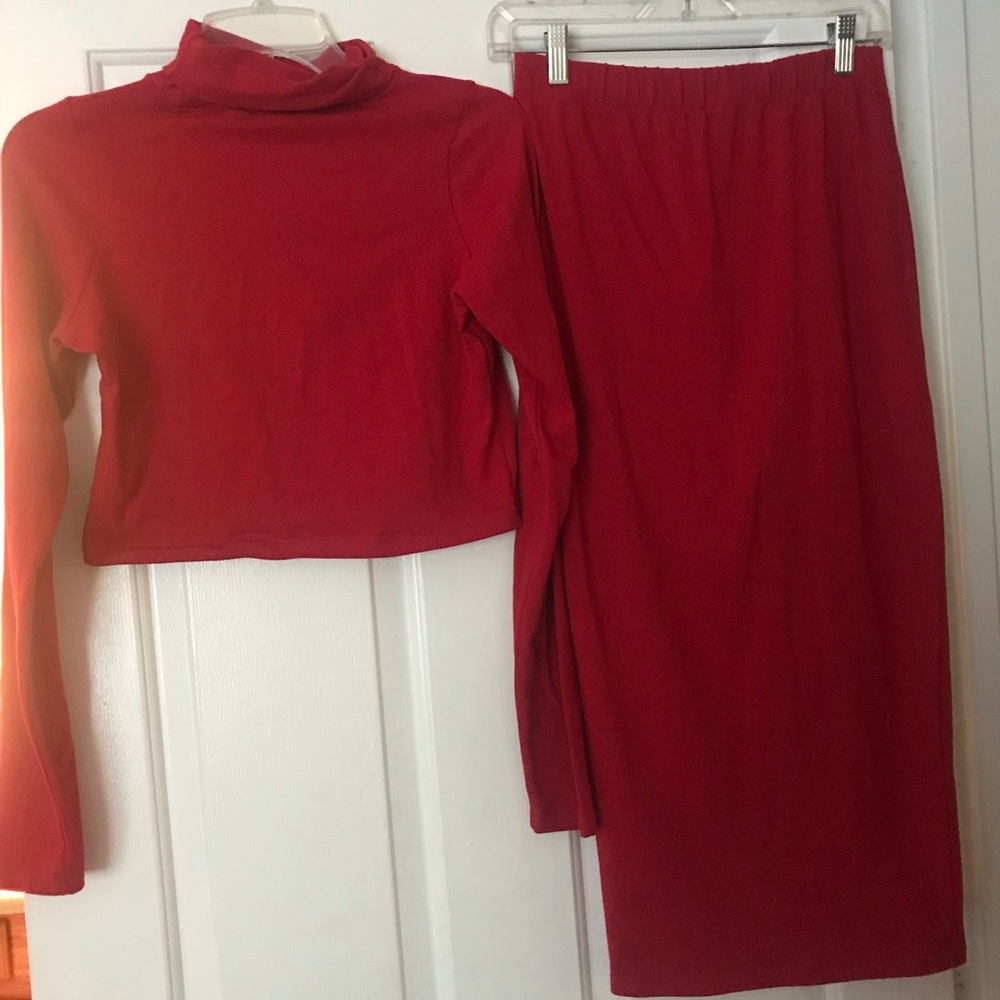 crop top and midi skirt set