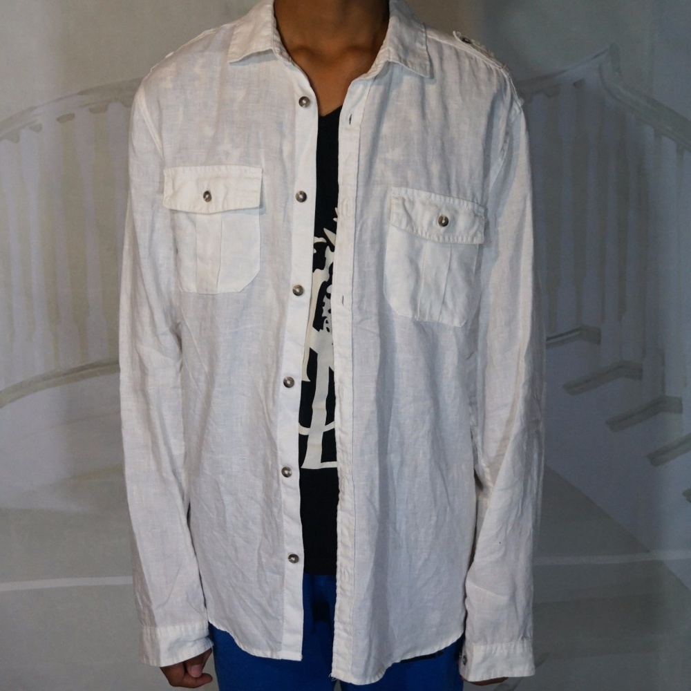 H&M | White Linen Button Down