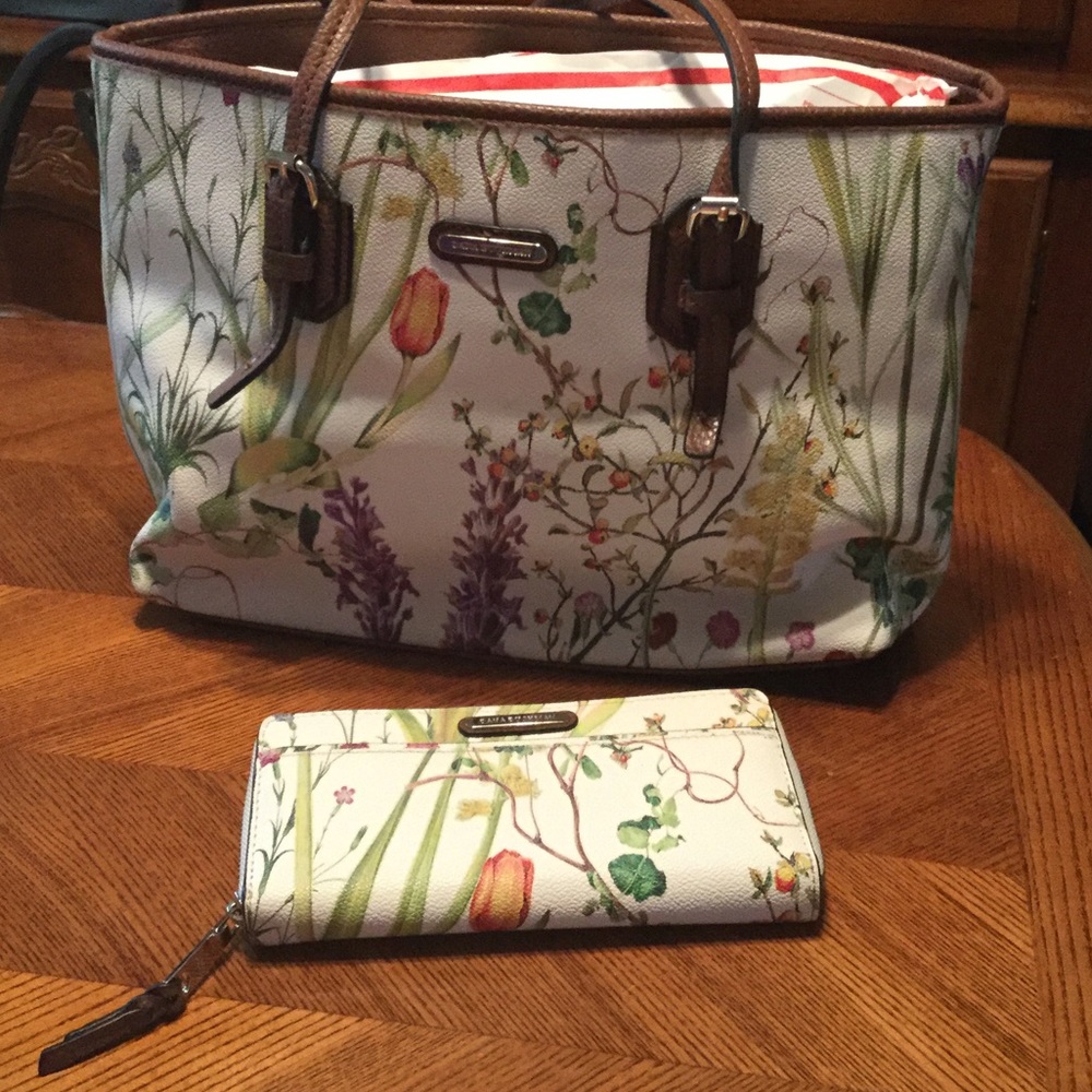 Large floral tote and wallet