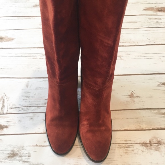 Coach Rust Suede Lace Back Boots - 6! - Picture 3 of 8