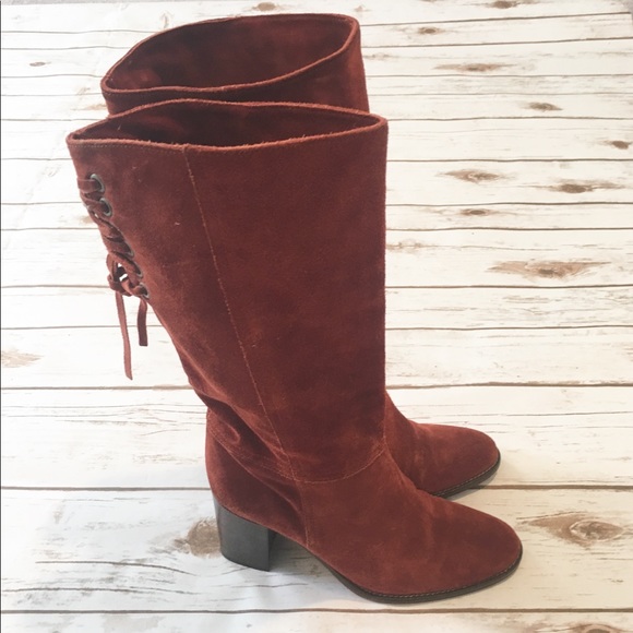 Coach Rust Suede Lace Back Boots - 6! - Picture 6 of 8