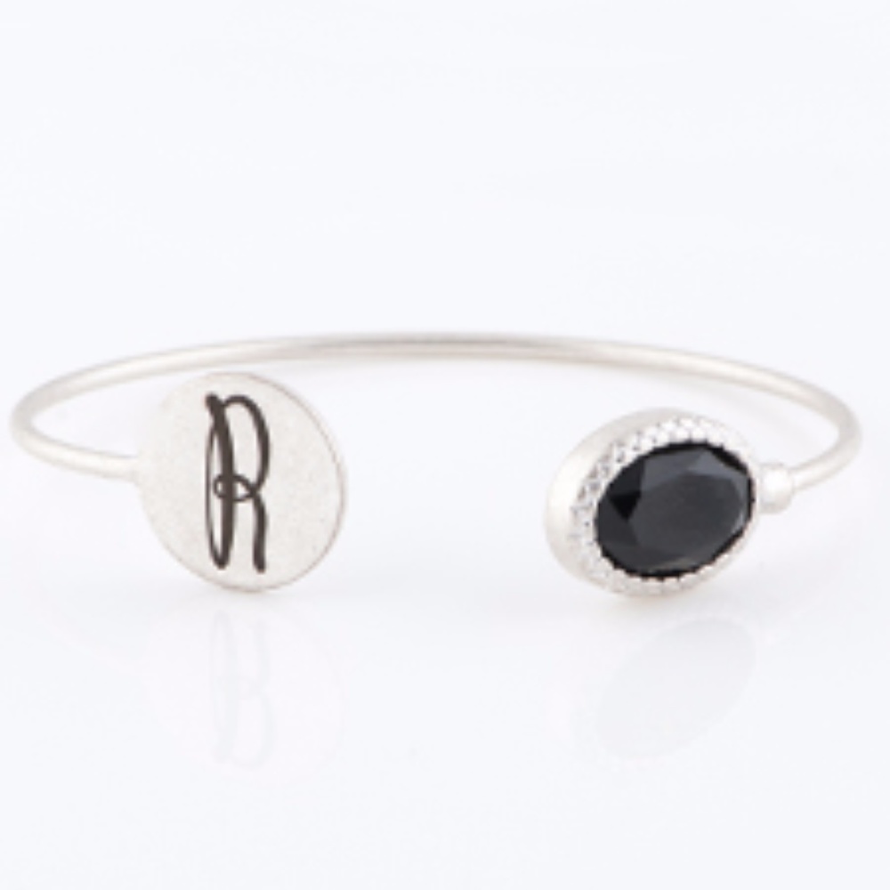 Antique silver jet crystal bracelet