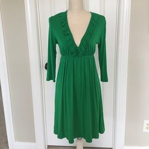 Kelly green deep plunge cotton dress